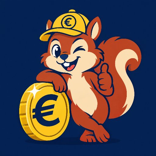 Sparkumpel-Maskottchen: Eichhörnchen mit gelber Cap